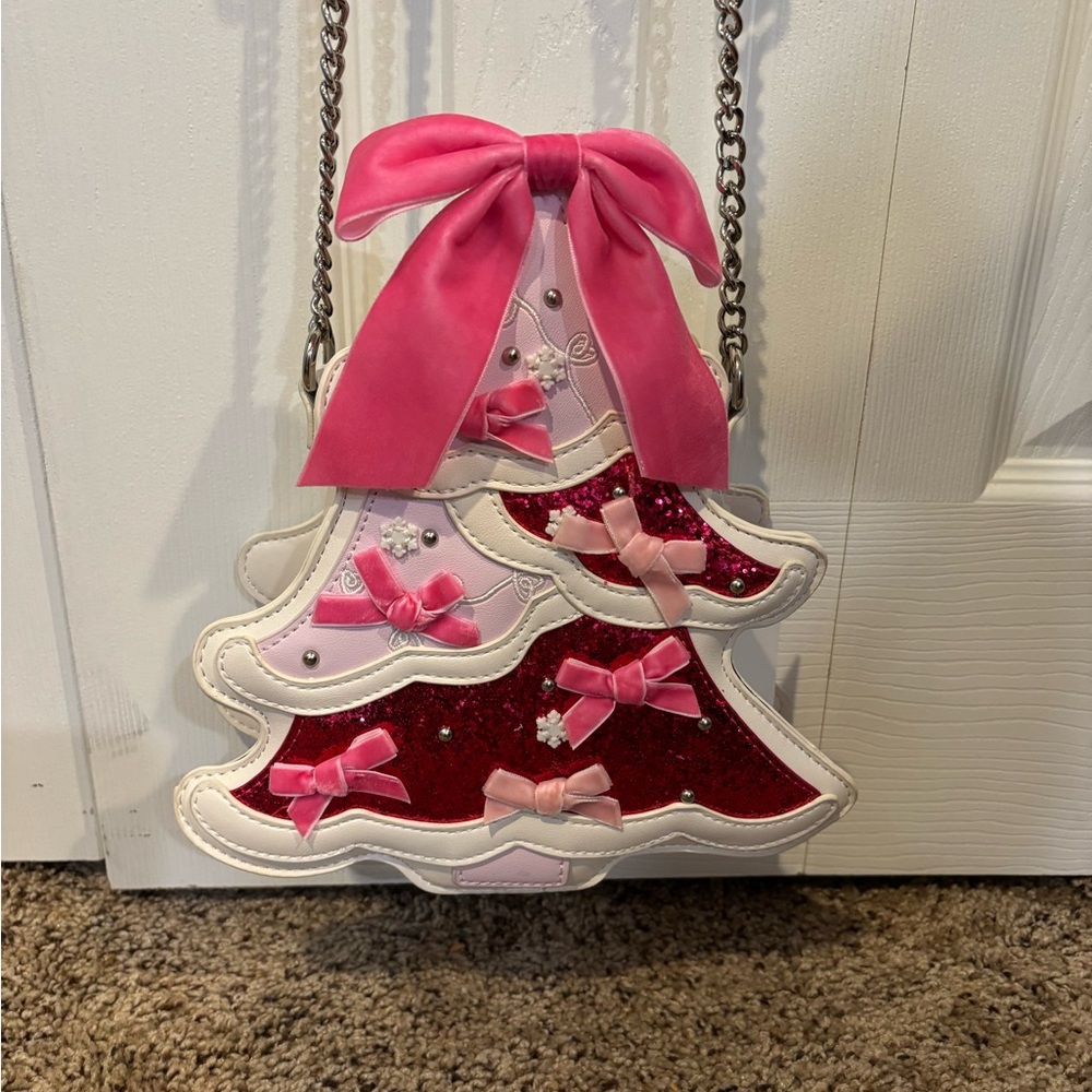 Betsey Johnson Festive Pink and Red Crossbody Bag